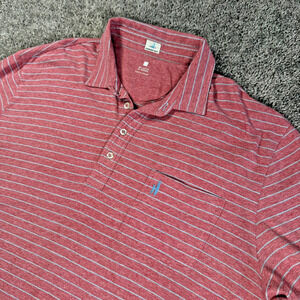 Johnnie-O Hanging Out Red Coral Striped Golf Polo Cotton Men’s XXL Short Sleeve